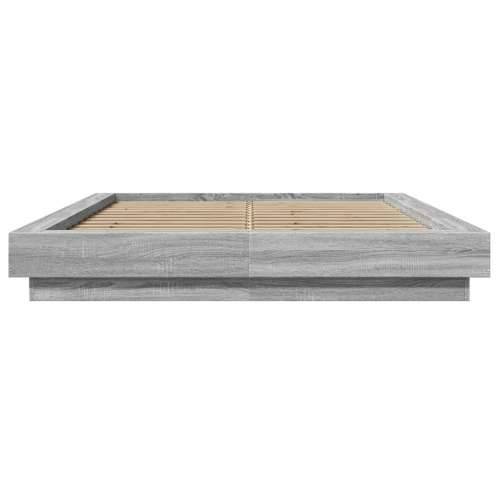 Okvir za krevet s LED svjetlima boja hrasta 120 x 190 cm drveni - Sivi hrast sonoma 120 x 190 cm Cijena