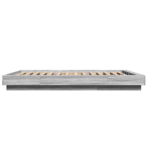 Okvir za krevet s LED svjetlima boja hrasta 120 x 190 cm drveni - Sivi hrast sonoma 120 x 190 cm Cijena