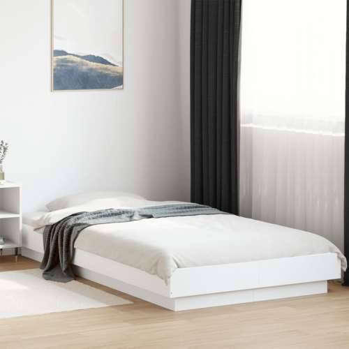 Okvir za krevet s LED svjetlima bijeli 90 x 190 cm drveni - Bijela 90 x 190 cm Cijena