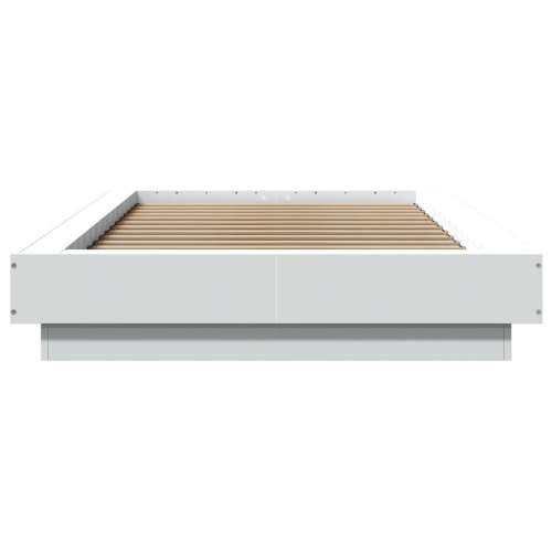 Okvir za krevet s LED svjetlima bijeli 90 x 190 cm drveni - Bijela 90 x 190 cm Cijena