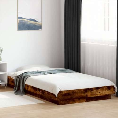 Okvir za krevet s LED svjetlima boja hrasta 90 x 190 cm drveni - Dimljeni hrast 90 x 190 cm Cijena