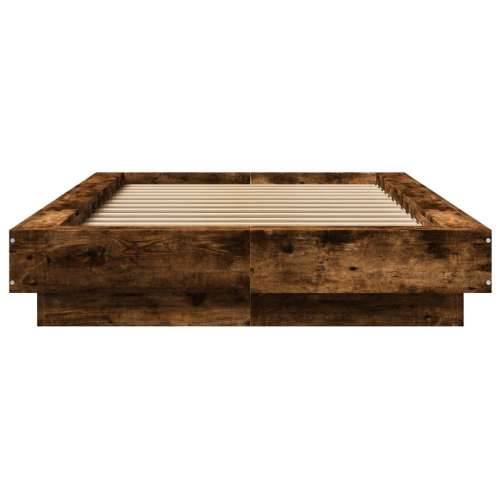 Okvir za krevet s LED svjetlima boja hrasta 90 x 190 cm drveni - Dimljeni hrast 90 x 190 cm Cijena