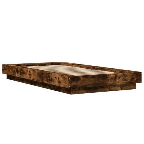 Okvir za krevet s LED svjetlima boja hrasta 90 x 190 cm drveni - Dimljeni hrast 90 x 190 cm Cijena