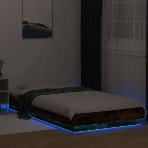 Okvir za krevet s LED svjetlima 75x190 cm od konstruiranog drva - Dimljeni hrast 75 x 190 cm Cijena