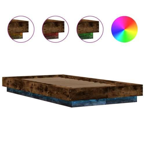 Okvir za krevet s LED svjetlima 75x190 cm od konstruiranog drva - Dimljeni hrast 75 x 190 cm Cijena