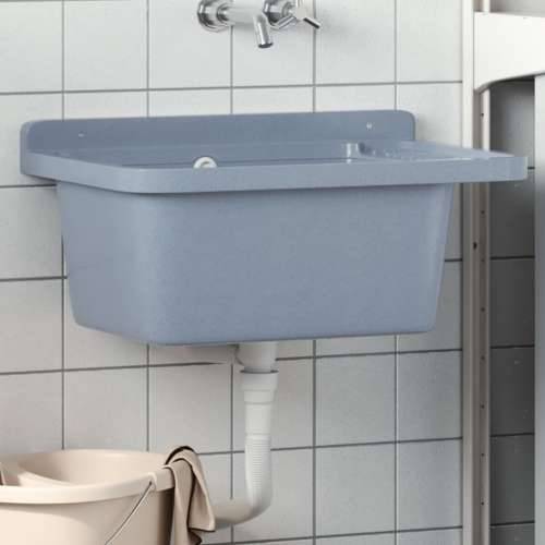 Lavabo - Umivaonik za zidnu montažu sivi 60x40x28 cm od smole - Siva 60 x 40 x 28 cm Cijena