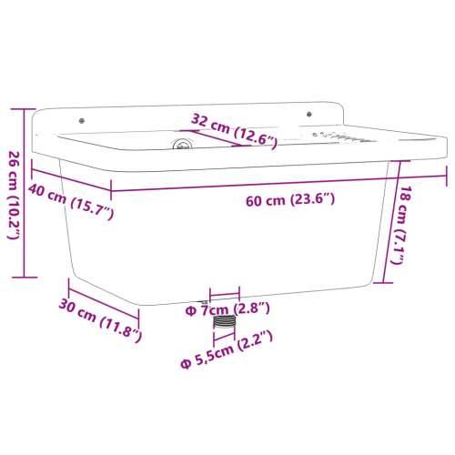 Lavabo - Umivaonik za zidnu montažu sivi 60x40x28 cm od smole - Siva 60 x 40 x 28 cm Cijena