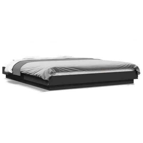 Okvir kreveta s LED svjetlima crni 150 x 200 cm drveni - Crna 150 x 200 cm Cijena
