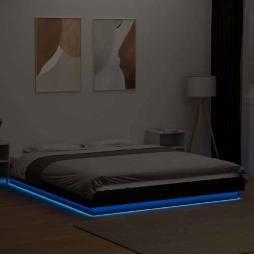 Okvir kreveta s LED svjetlima crni 150 x 200 cm drveni - Crna 150 x 200 cm Cijena