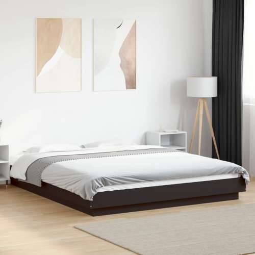 Okvir kreveta s LED svjetlima crni 150 x 200 cm drveni - Crna 150 x 200 cm Cijena