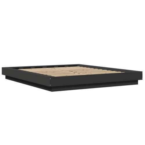 Okvir kreveta s LED svjetlima crni 150 x 200 cm drveni - Crna 150 x 200 cm Cijena