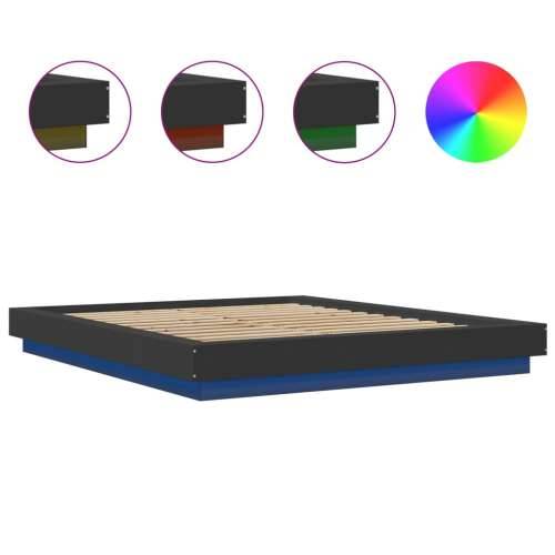 Okvir kreveta s LED svjetlima crni 150 x 200 cm drveni - Crna 150 x 200 cm Cijena