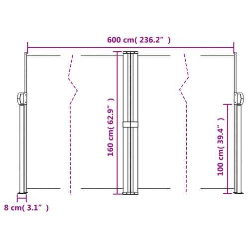 Uvlačiva bočna tenda terakota 160 x 600 cm - Terakota 160 x 600 cm 1 Cijena
