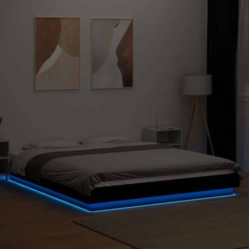 Okvir kreveta s LED svjetlima crni 160x200 cm konstruirano drvo - Crna 160 x 200 cm Cijena
