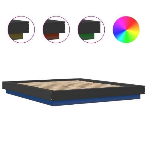 Okvir kreveta s LED svjetlima crni 160x200 cm konstruirano drvo - Crna 160 x 200 cm Cijena