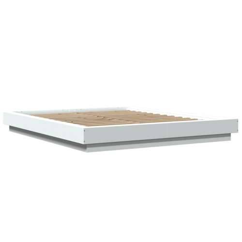 Okvir kreveta s LED svjetlima bijeli 150 x 200 cm drveni - Bijela 150 x 200 cm Cijena