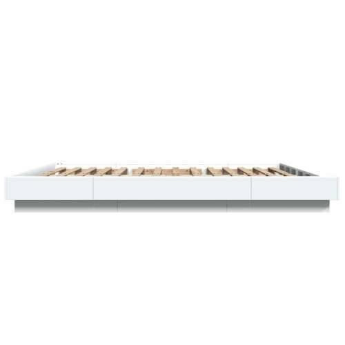 Okvir kreveta s LED svjetlima bijeli 150 x 200 cm drveni - Bijela 150 x 200 cm Cijena