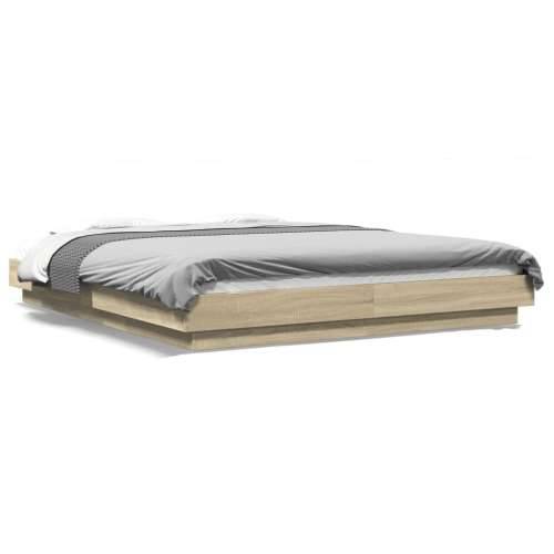 Okvir kreveta s LED svjetlima boja hrasta 150 x 200 cm drveni - sonoma hrast 150 x 200 cm Cijena