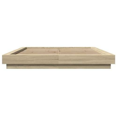 Okvir kreveta s LED svjetlima boja hrasta 150 x 200 cm drveni - sonoma hrast 150 x 200 cm Cijena
