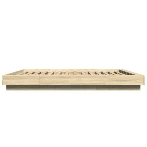 Okvir kreveta s LED svjetlima boja hrasta 150 x 200 cm drveni - sonoma hrast 150 x 200 cm Cijena