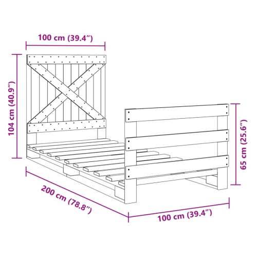 Okvir kreveta s uzglavljem 100 x 200 cm od masivne borovine - Prirodna 100 x 200 cm Ne with cross headboard & footboard Cijena