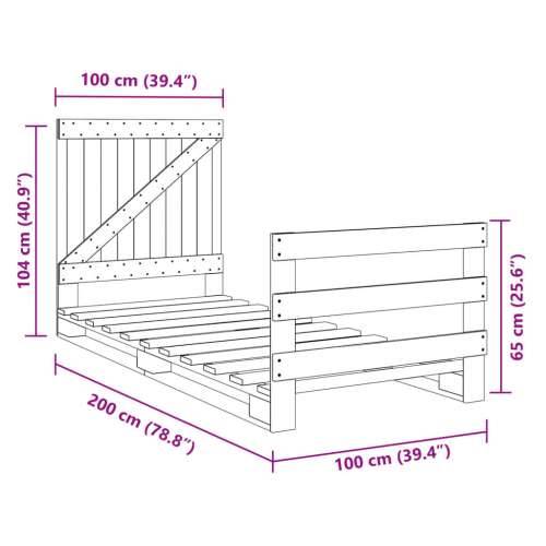 Okvir kreveta s uzglavljem 100 x 200 cm od masivne borovine - Prirodna 100 x 200 cm Ne with triangle headboard & footboard Cijena