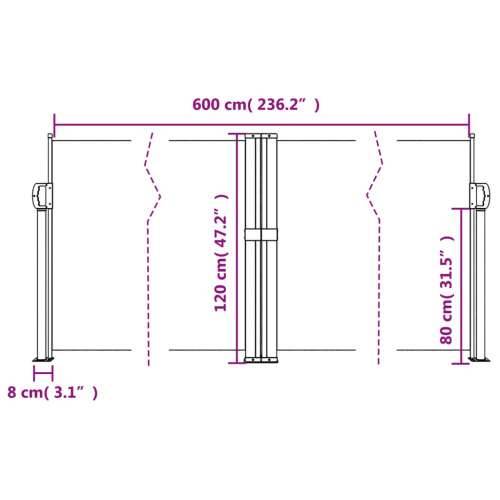 Uvlačiva bočna tenda 120 x 600 cm bež - Bež 120 x 600 cm 1 Cijena