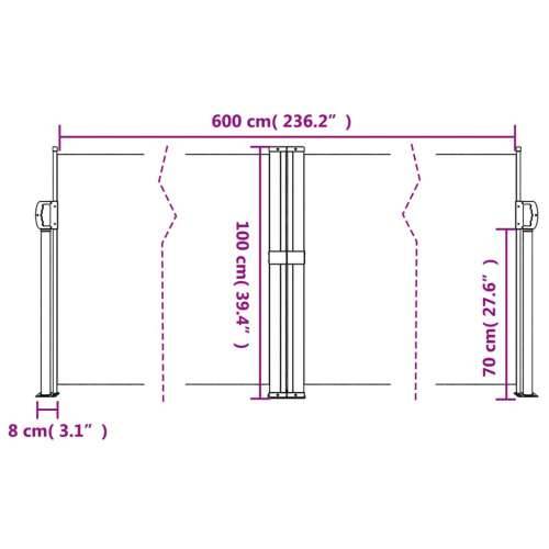 Uvlačiva bočna tenda 100 x 600 cm terakota - Terakota 100 x 600 cm 1 Cijena