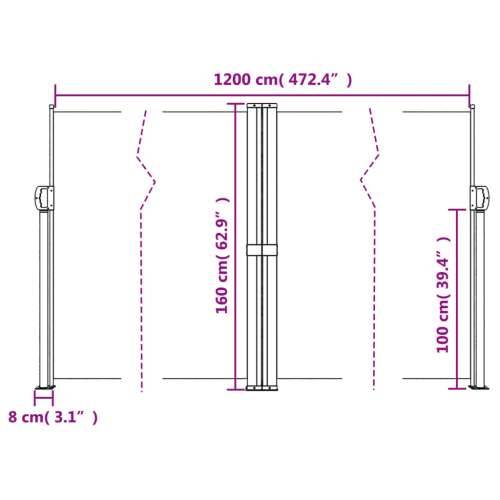 Bočna tenda na uvlačenje bež 160x1200 cm - Bež 160 x 1200 cm 1 Cijena