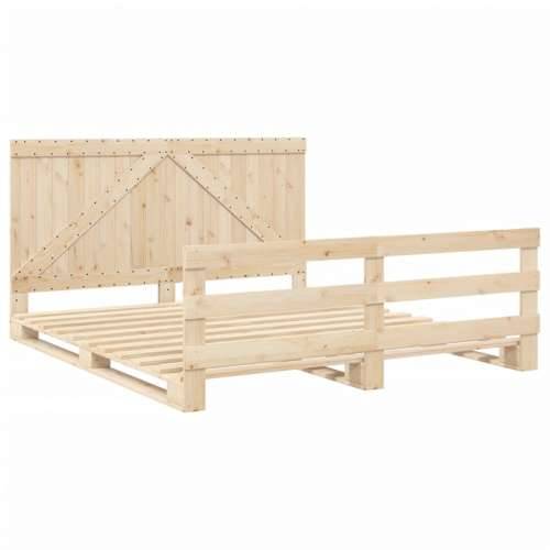 Okvir kreveta s uzglavljem 200 x 200 cm od masivne borovine - Prirodna 200 x 200 cm Ne with triangle headboard & footboard Cijena