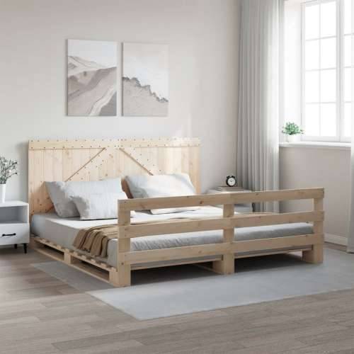 Okvir kreveta s uzglavljem 200 x 200 cm od masivne borovine - Prirodna 200 x 200 cm Ne with triangle headboard & footboard Cijena