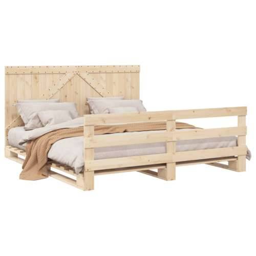 Okvir kreveta s uzglavljem 200 x 200 cm od masivne borovine - Prirodna 200 x 200 cm Ne with triangle headboard & footboard Cijena