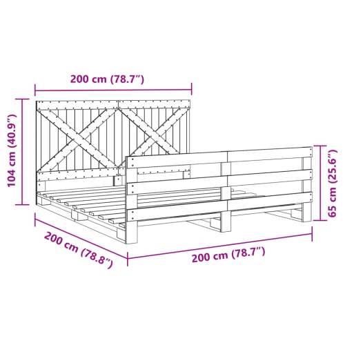 Okvir kreveta s uzglavljem 200 x 200 cm od masivne borovine - Prirodna 200 x 200 cm Ne with triangle headboard & footboard Cijena