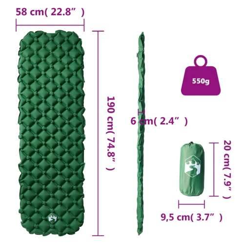 Madrac na napuhavanje za kampiranje 1 osoba zeleni 190x58x6 cm - Zelena 1 Cijena
