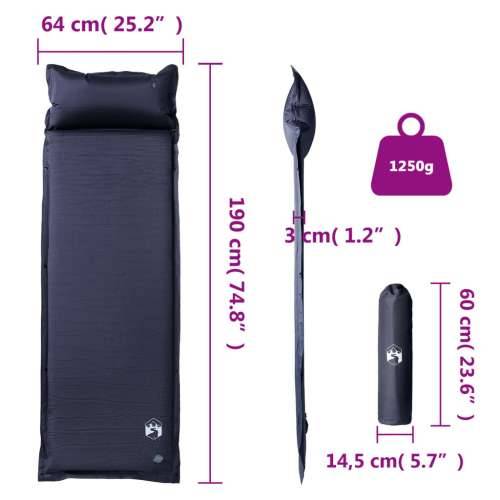 Samonapuhujući madrac za kampiranje s jastukom sivi za 1 osobe - Siva 190 x 64 x 3 cm 1 Cijena