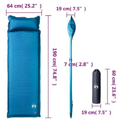 Samonapuhujući madrac za kampiranje s jastukom 1 osoba tirkizni - Tirkizna 190 x 64 x 7 cm 1 Cijena