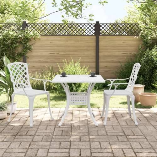 3-dijelni bistro set bijeli od lijevanog aluminija - Bijela 2 Cijena