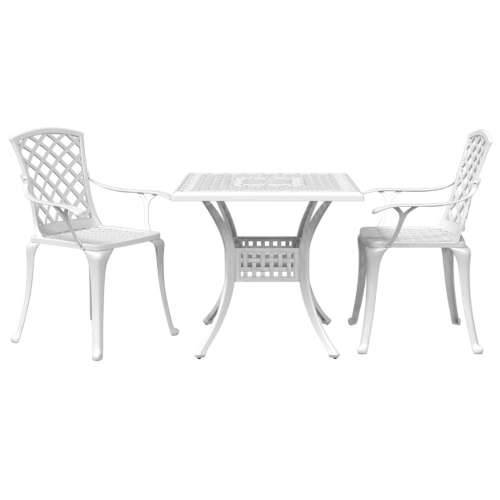 3-dijelni bistro set bijeli od lijevanog aluminija - Bijela 2 Cijena