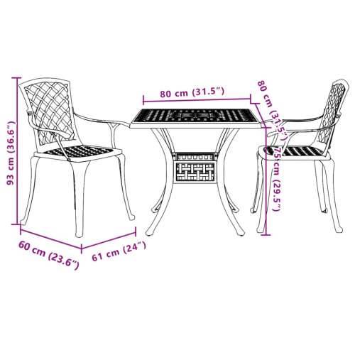 3-dijelni bistro set bijeli od lijevanog aluminija - Bijela 2 Cijena