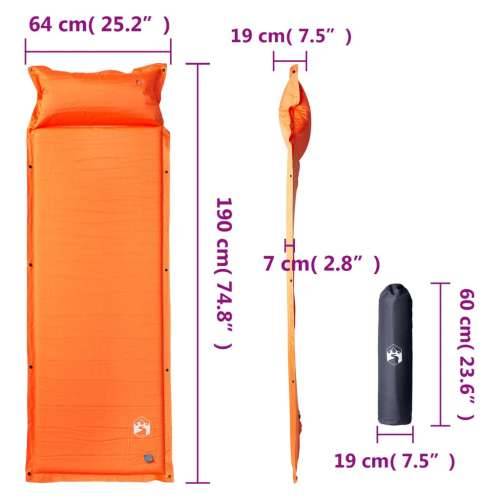 Samonapuhujući madrac za kampiranje za 1 osobu narančasti - Narančasta 190 x 64 x 7 cm 1 Cijena
