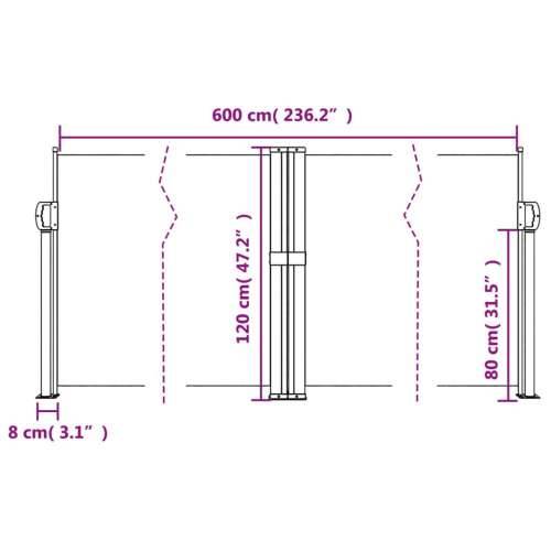 Uvlačiva bočna tenda 120 x 600 cm bijela - Bijela 120 x 600 cm 1 Cijena