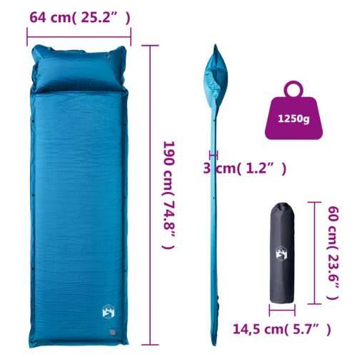 Samonapuhujući madrac za kampiranje s jastukom 1 osoba tirkizni - Tirkizna 190 x 64 x 3 cm 1 Cijena