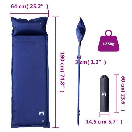 Samonapuhujući madrac za kampiranje za 1 osobu modri - Modra 190 x 64 x 3 cm 1 Cijena