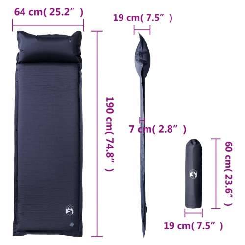 Samonapuhujući madrac za kampiranje s jastukom sivi za 1 osobe - Siva 190 x 64 x 7 cm 1 Cijena