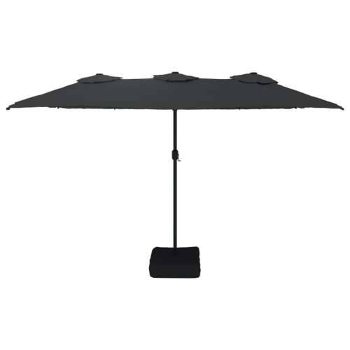 Dvostruki vrtni suncobran s LED svjetlima crni 449 x 245 cm - Crna 1 Cijena
