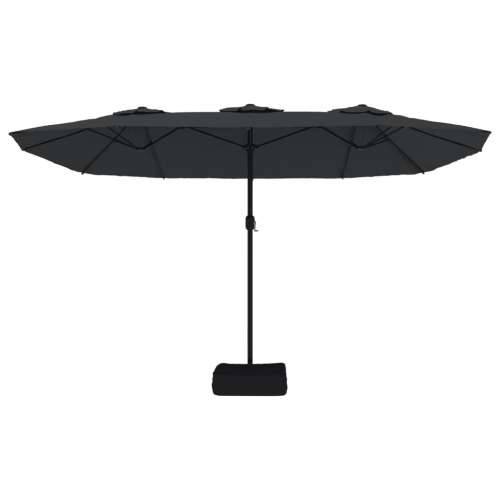 Dvostruki vrtni suncobran s LED svjetlima crni 449 x 245 cm - Crna 1 Cijena