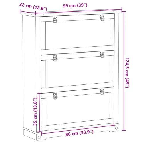 Ormarić za cipele Corona 99 x 32 x 124,5 cm od masivne borovine - 1 124.5 cm Cijena