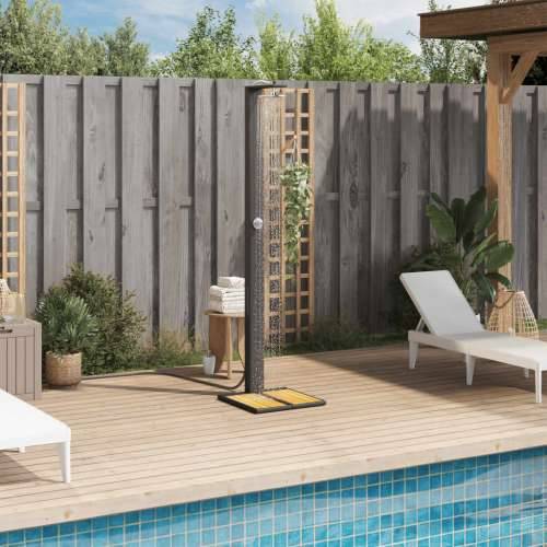 Vanjski tuš crni 50x55x224 cm od poliratana i bagremovog drva - Crna 1 Cijena