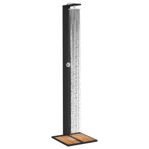Vanjski tuš crni 50x55x224 cm od poliratana i bagremovog drva - Crna 1 Cijena