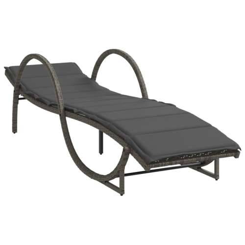 Ležaljka za sunčanje s jastukom siva 60x199x42 cm poliratan - Siva 1 Cijena